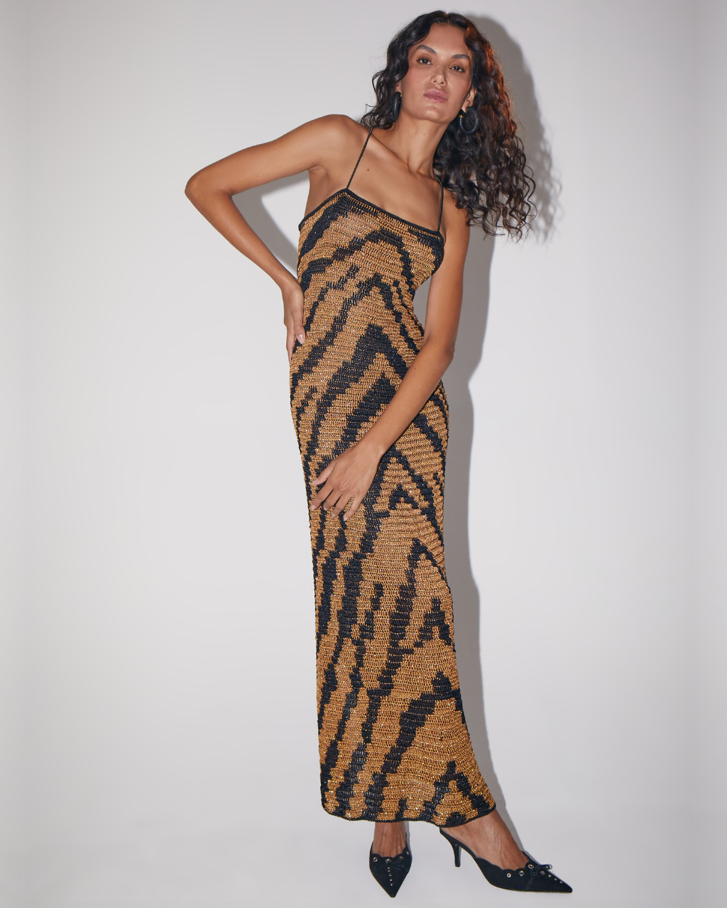 BROWN ZEBRA LONG DRESS