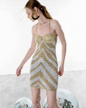 SILVER ZEBRA SHORT DRESS