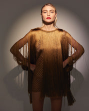 CHLOE SHORT DRESS IN METALLIC BROWN